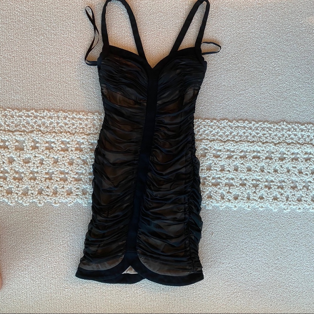 SOLD. BCBGMaxAzria Black Mini Dress - Picture 4 of 7